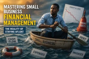Small business owner struggling to stay afloat while managing cash flow, expenses, and debt
